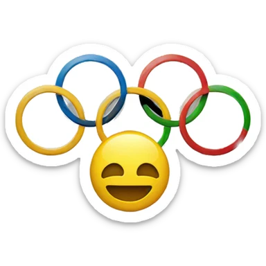 smiley emoji holding the olympic logo sticker
