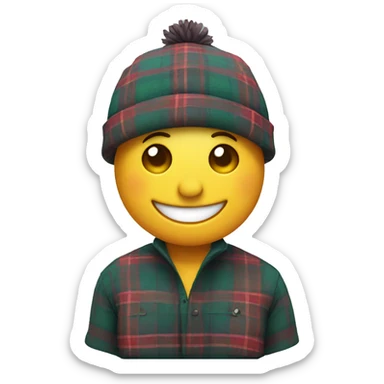 Smiling emoji in a tartan hat sticker