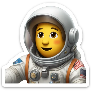 An astronaut in a rocket traveling to planets and stars, with a treasure map in the background. sticker
