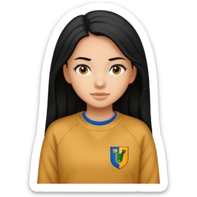 walk black long hair girl at university without backpack sticker