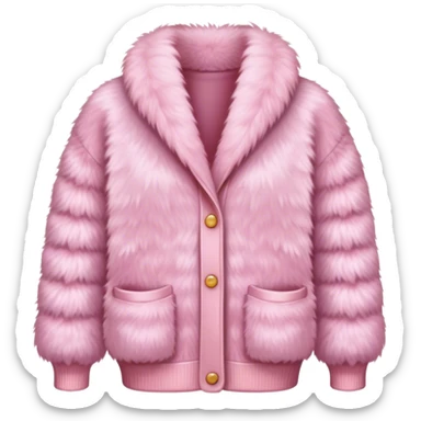 A fluffy pink fur cardigan with a cozy and stylish design sticker