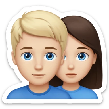 Couple blond boy bleu and the girl brunette hair and blue eyes  sticker