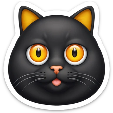Un gato negro gordito con los ojos de color amarillos sentado sticker
