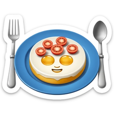 plato y cubiertos en una mesa sticker