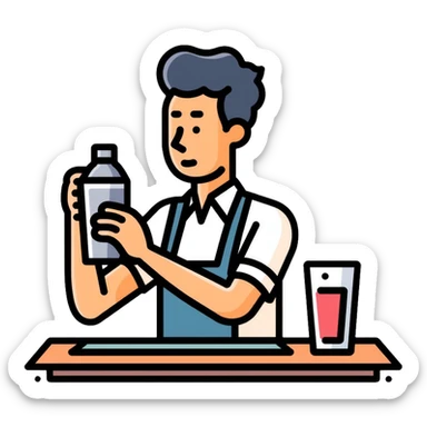 bartender using cocktail shaker sticker