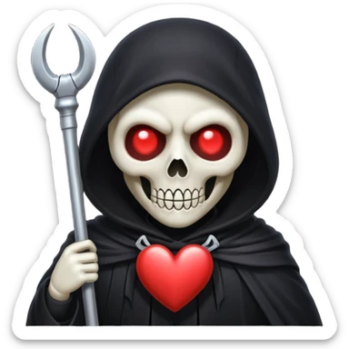 cute reaper with heart eyes face sticker
