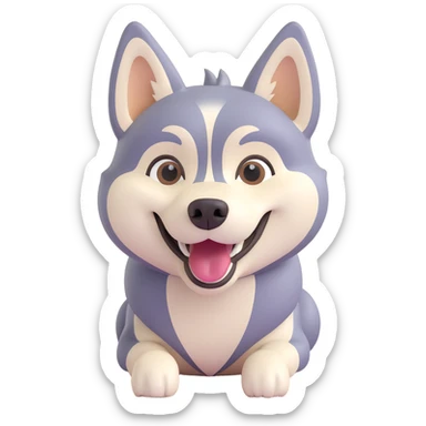 happy light cinnamon colored husky dog, pale tan sticker