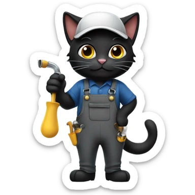 Black cat plumber sticker