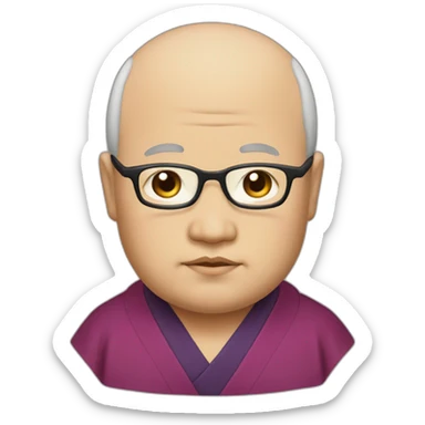 japaneaw fat priest with glasses no eyebrows sticker