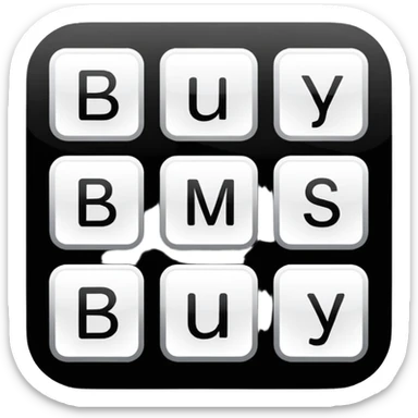  the letters “busy” on a black square  sticker