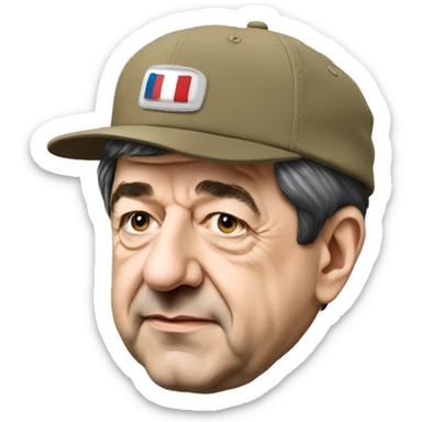 Jean Luc Mélenchon avec une casquette derrière un ordinateur  sticker