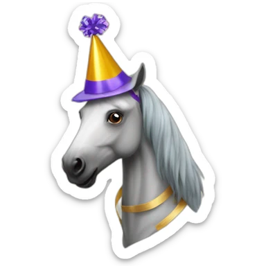 extremely fast party horse with party hat sticker