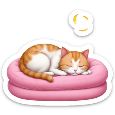 Cat sleeping in pink bed sticker
