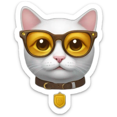 Un chat qui a des lunettes de soleil et une ceinture  sticker