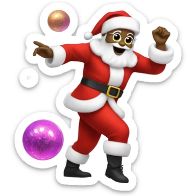 Dancing Santa with disco balls sticker
