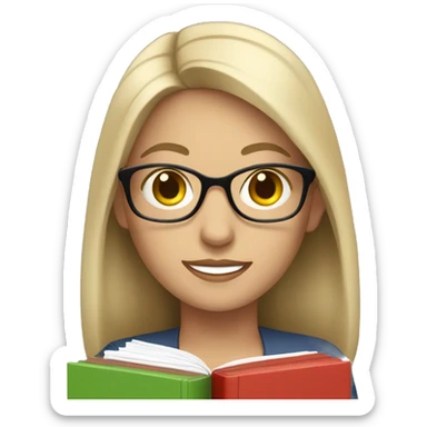 white female with dark hair teacher holding books sticker