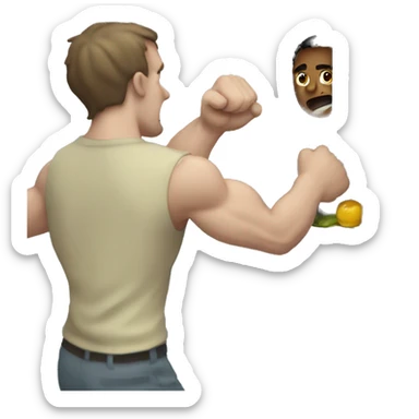 man getting punched by a fridge sticker