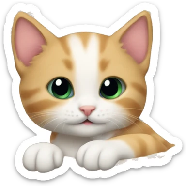 Kitten curled up in a basket sticker