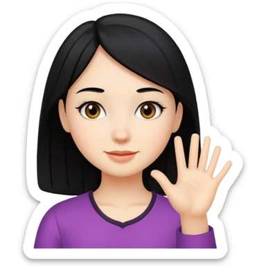 Girl with black hair saying hi  sticker