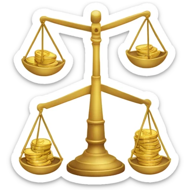 Scales with a heart on one side and coins on the other sticker