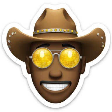 Disco cowboy smiley face  sticker