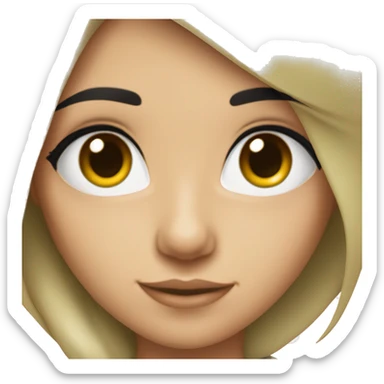 olive skinned girl, with straight black hair, false eyelashes sticker