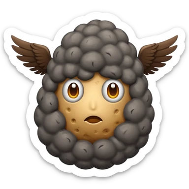storm cloud and a potato with wings sticker