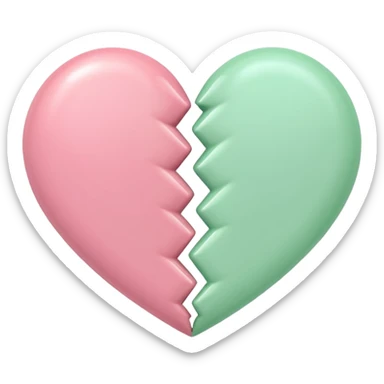 A half pastel green half pastel pink heart sticker