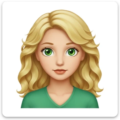 woman with wavy blonde hair, green eyes, attractive sticker