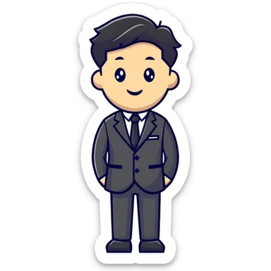 man wearing a suit with black horizontal stripes sticker