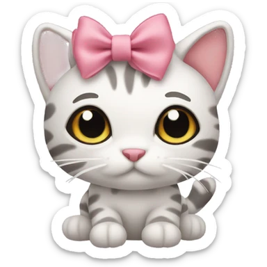 Stuffed animal cat with bow sticker