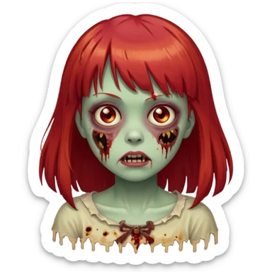 Uma menina de franja cheia, cabelos vermelhos e olhos de mel zumbi sticker