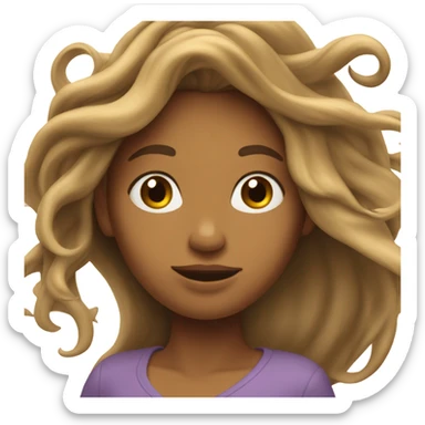 Wind blown long haired woman sticker