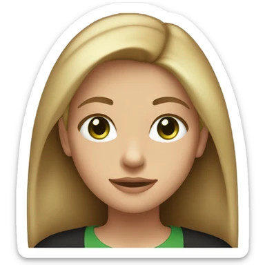 Girl with light brown shoulder length hair and green eyes with long sleeve black top sticker