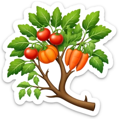 vegetables on a tree branch sticker