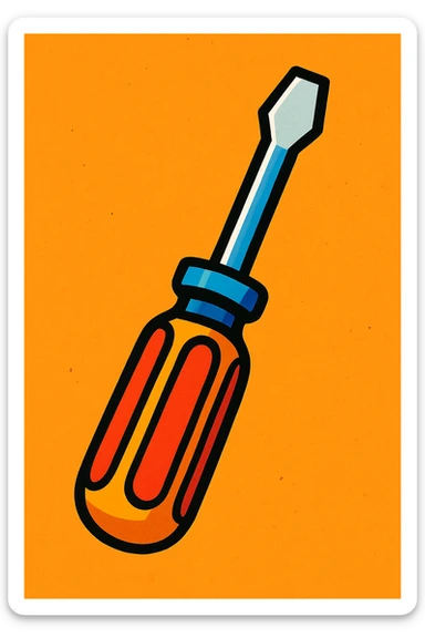 screwdriver, vibrant cartoon style sticker