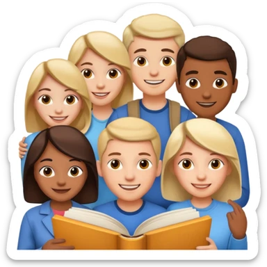 a bunch of people on the cover of a book sticker