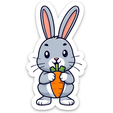 bugs bunny cartoon rabbit with carrot sticker