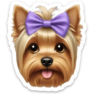 yorkie wearing a bow sticker