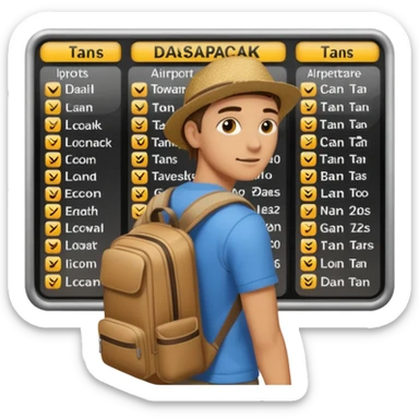 Traveler character with Looking toward a departure board  sticker