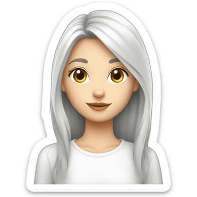 Fille blanc avec chat gris poils long sticker