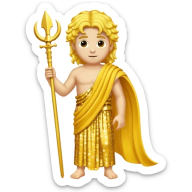Apollo from Roman Deities with long yellow wavy hair, yellow sequin toga sticker