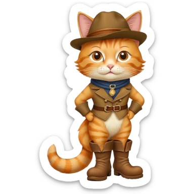 classic Puss in Boots with iconic hat and boots, confident pose sticker