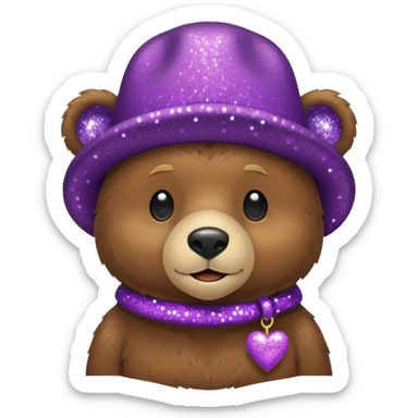 Urso adulto com boné roxo com glitter sticker