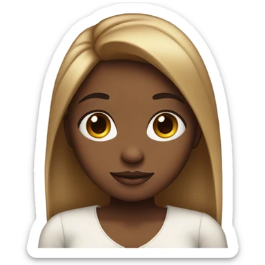 cute black girl with cute long straight hair and a bow emoji
 sticker
