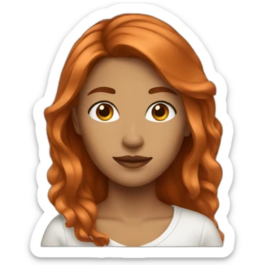 Woman copper hair and brown eyes sticker