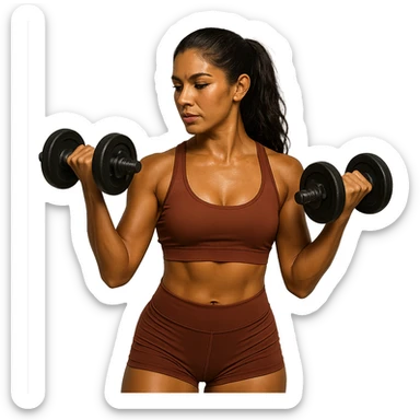 tan brunette woman lifting weights, variation 2 sticker