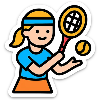 white young girl playing tennis sticker