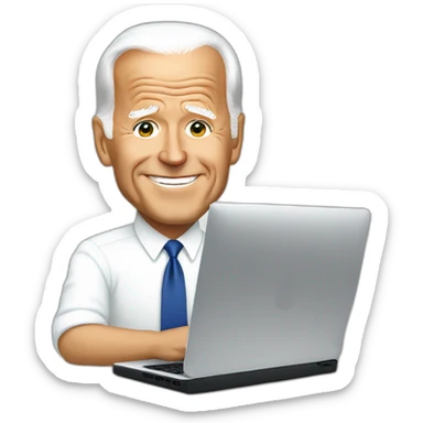 Joe Biden with a pc sticker