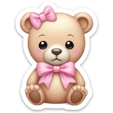 baby pink bear with bow sticker